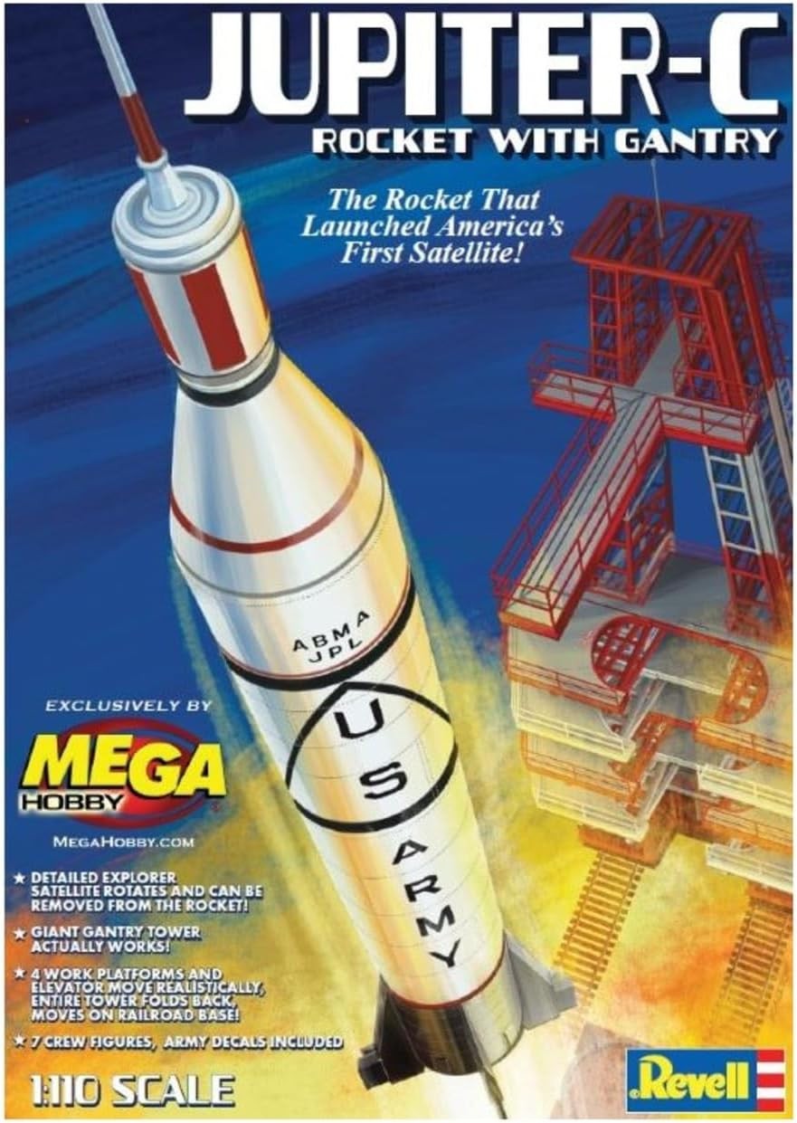 Revell 1:110 Jupiter-C Rocket w/Gantry Tower & Crew Model Kit RMX3706-NEW
