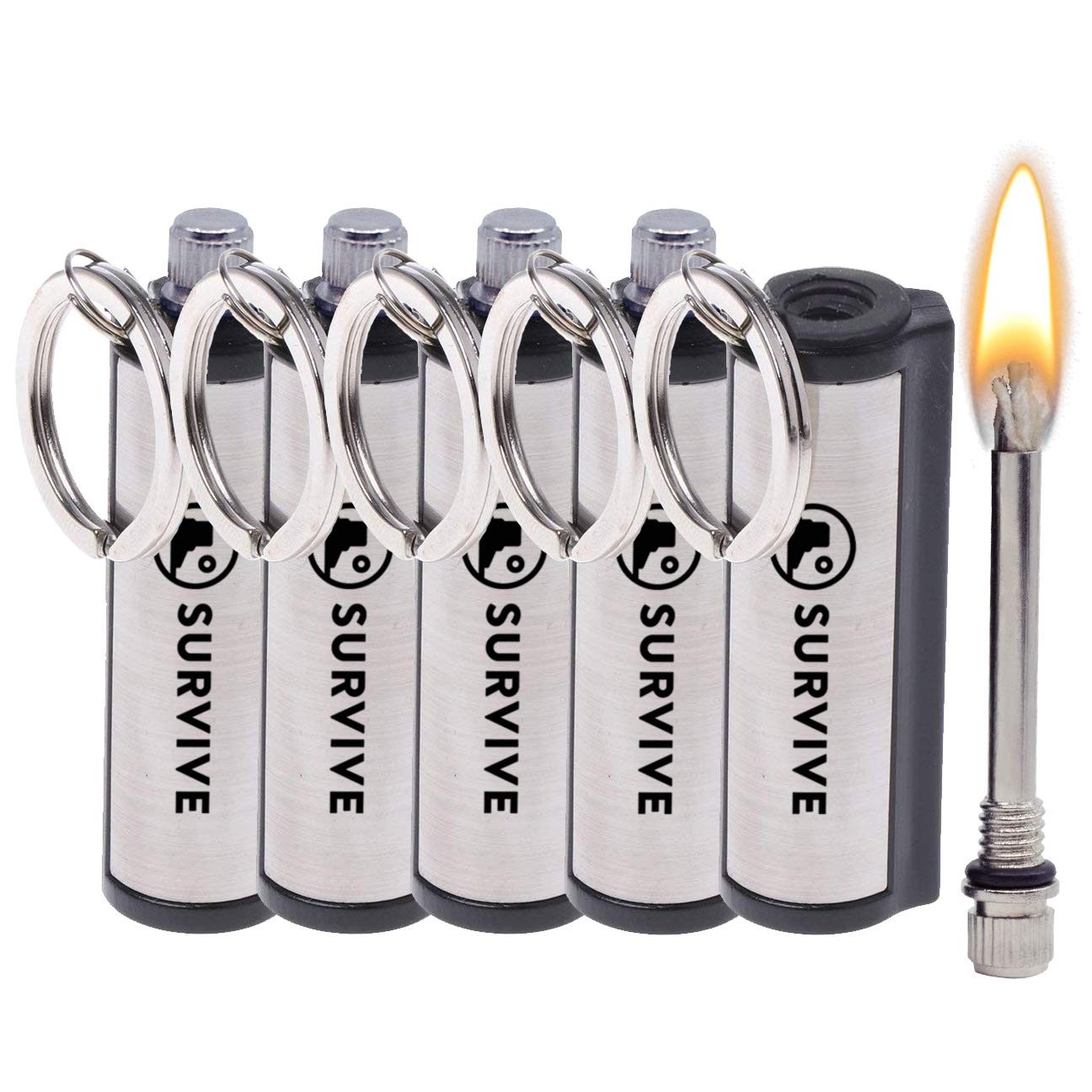 Permanent Match Pack of 5 Waterproof Fire Starters Keychain Strikers