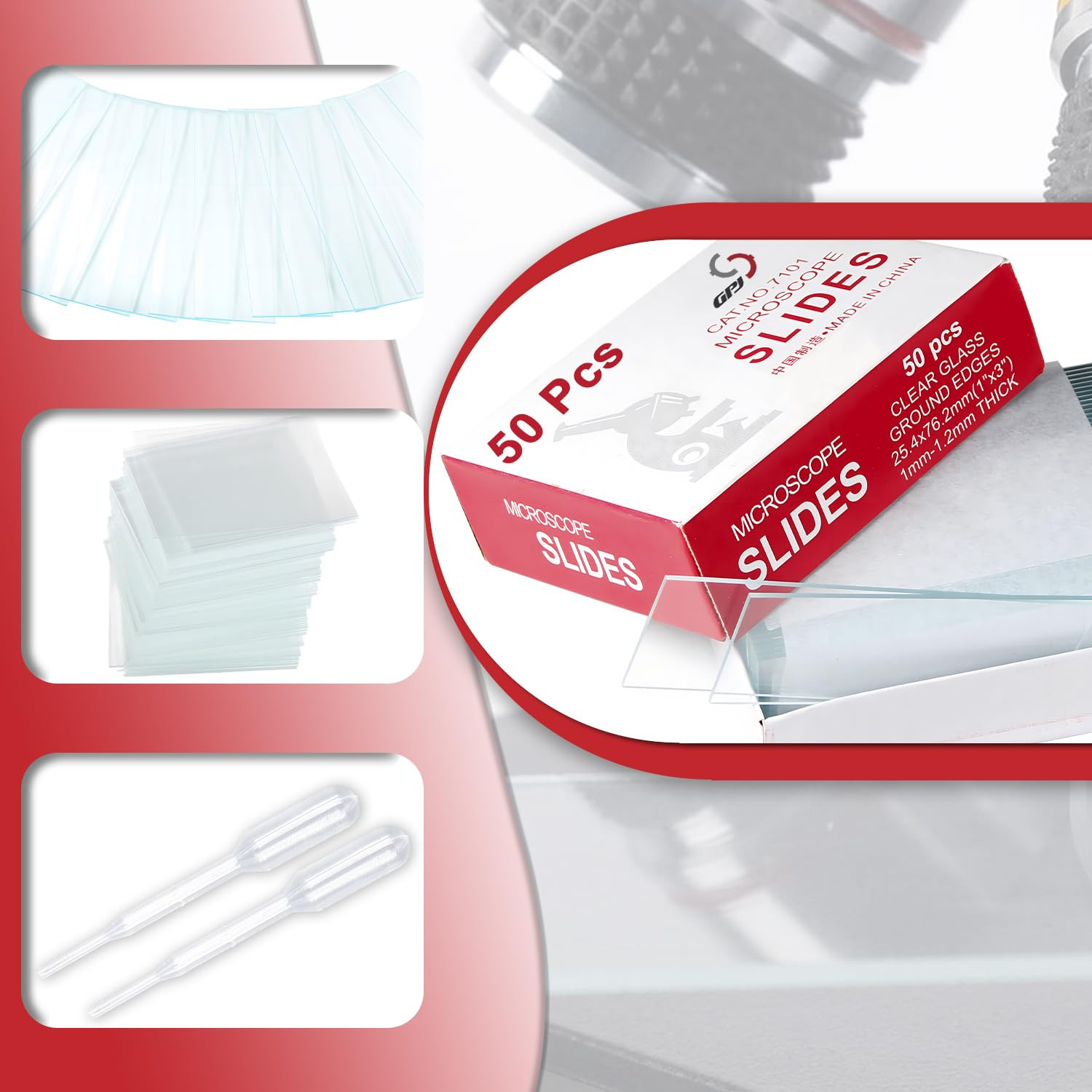 Microscope Slides Clear Glass 50 Pcs Blank Microscope Slides Ground Edges 1" X