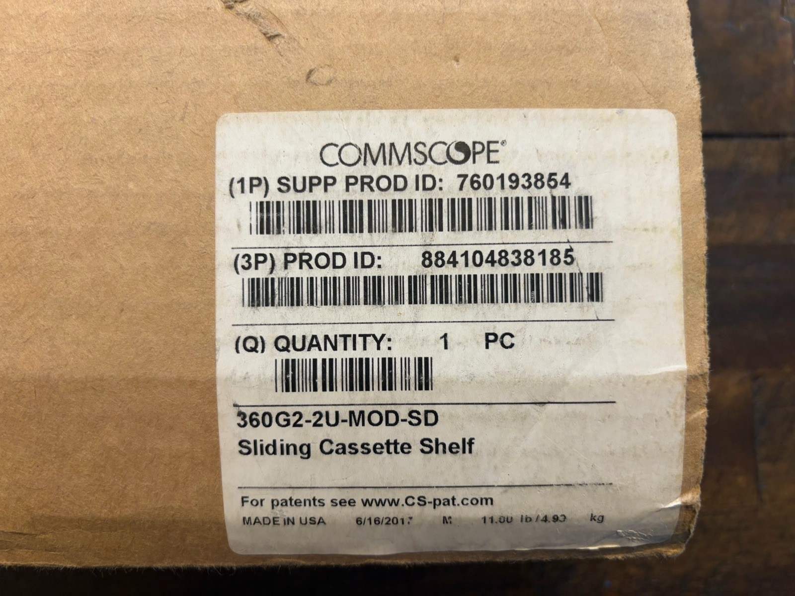 CommScope Systimax 360G2-2U-MOD-SD Sliding Cassette Shelf Distribution Panel