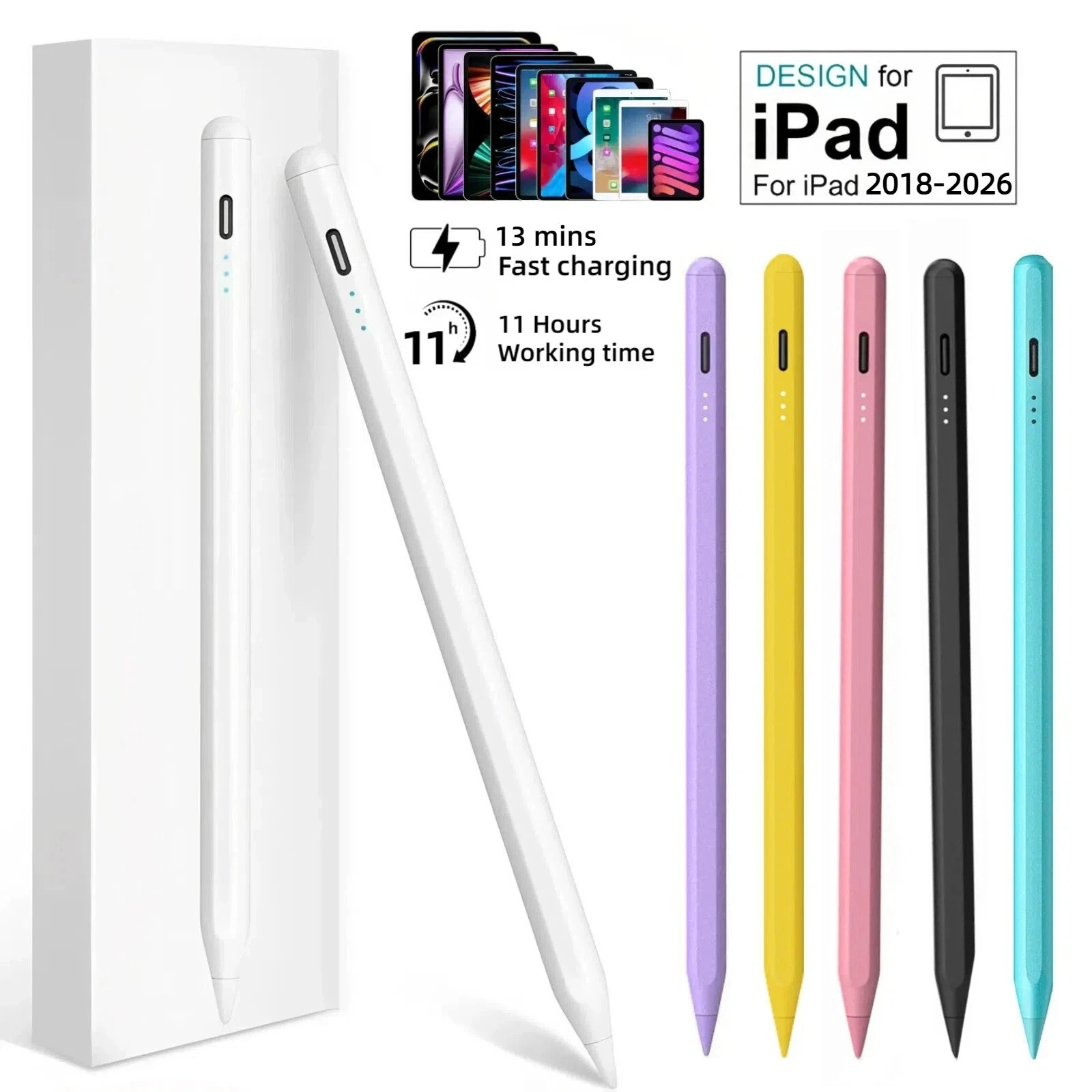 Stylus Pen for iPad 2018-2026, Pencil for Apple iPad 11th A16/10/9/8/7Gen,Air M4