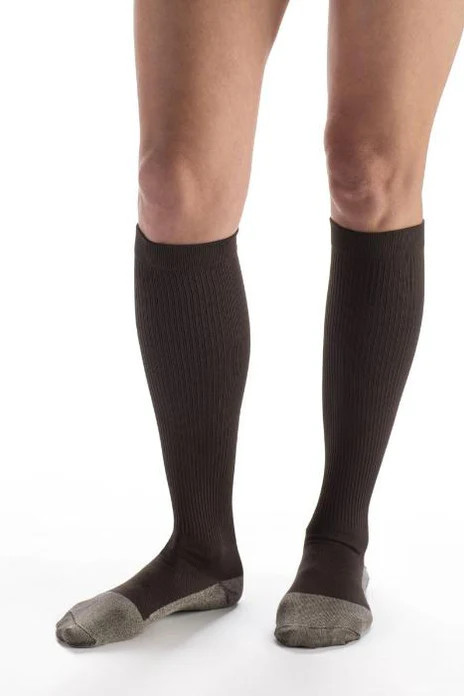 CAROLON Couture Dress Sock, Short Length, Closed Toe, 20-30mmHg Brown (Size: C)
