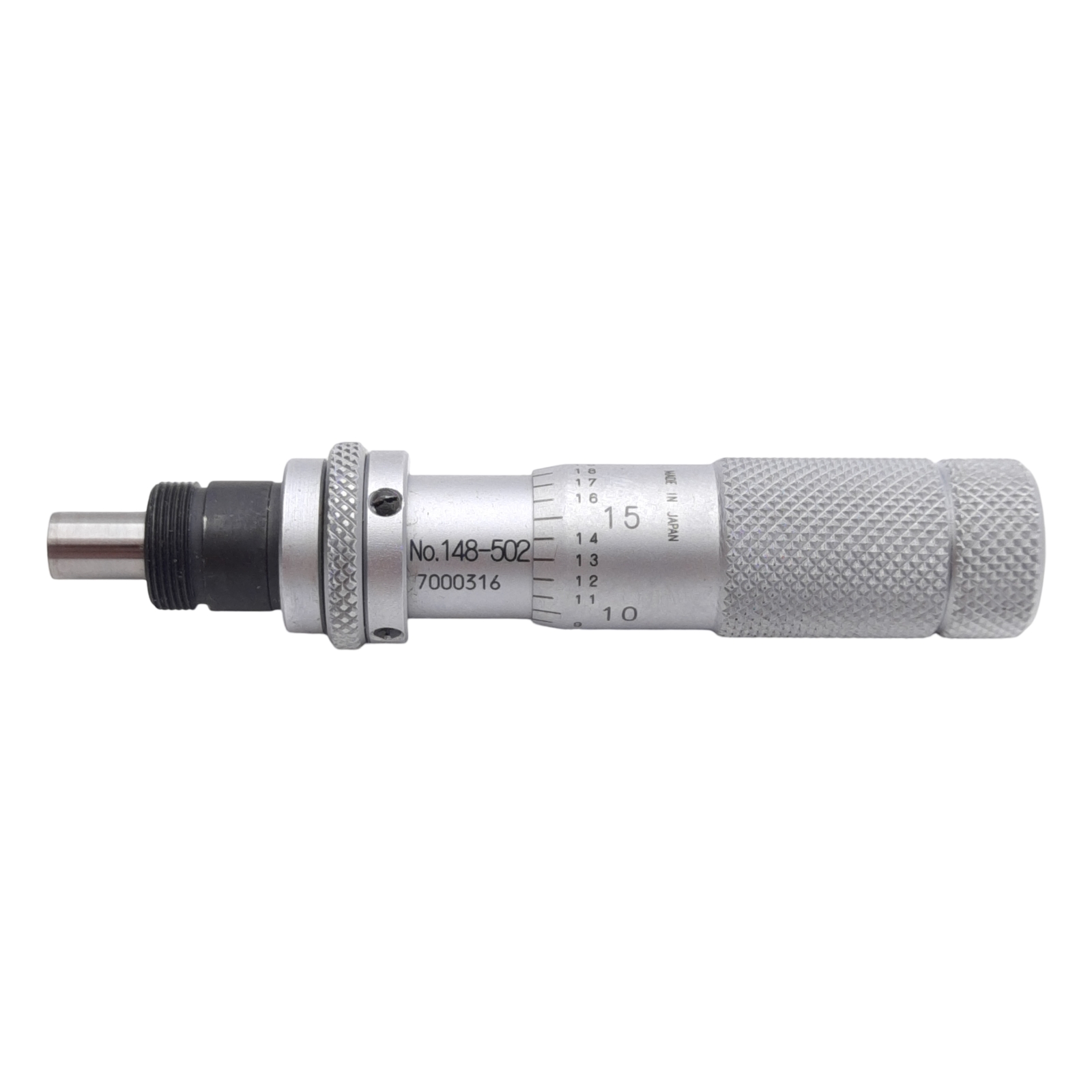 Mitutoyo 148-502 Micrometer Head 0-0.5in Range, 0.001in Graduation, Flat Spindle