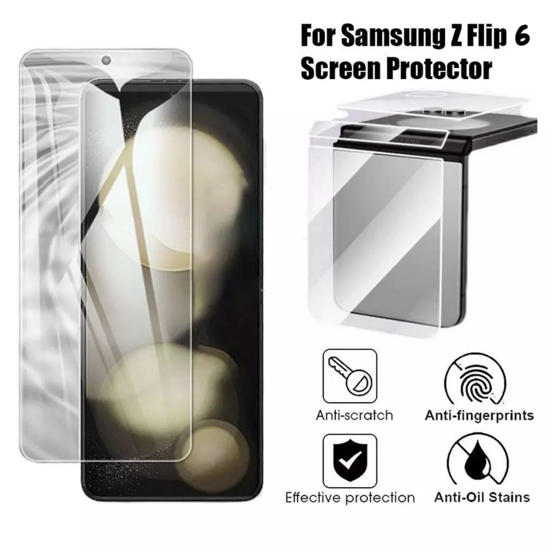 For Samsung Galaxy Z Flip 6/5/4/3/1 Hydrogel Front+Inside+Hinge Screen Protector