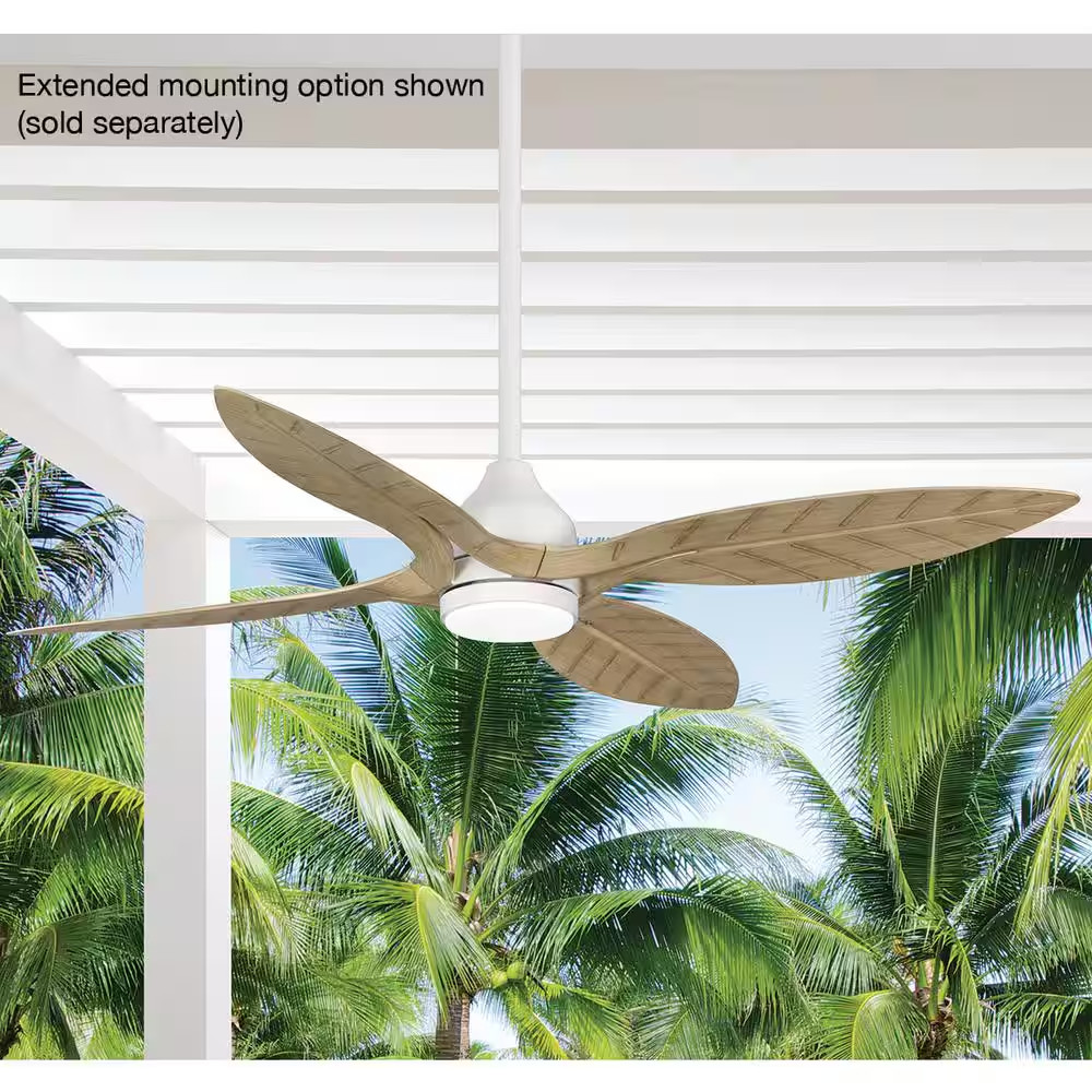Melba 54 In. Indoor/Outdoor Matte White Ceiling Fan with Remote and White Color