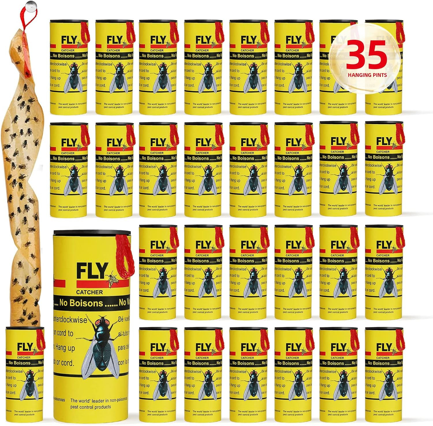 Fly Traps for Indoors Outdoor, Fly Paper Strips Sticky Hanging, Fruit Fly Strips