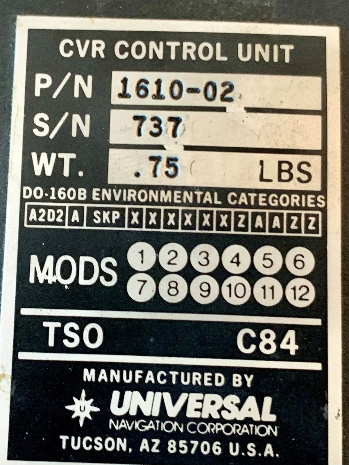 CVR Control Unit 1610-02 Removed Working