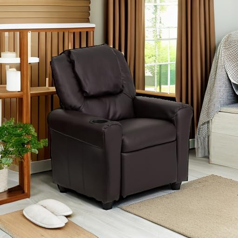 Flash Furniture Vana Leathersoft Kids Recliner with Cup Holder, Headrest, and Sa