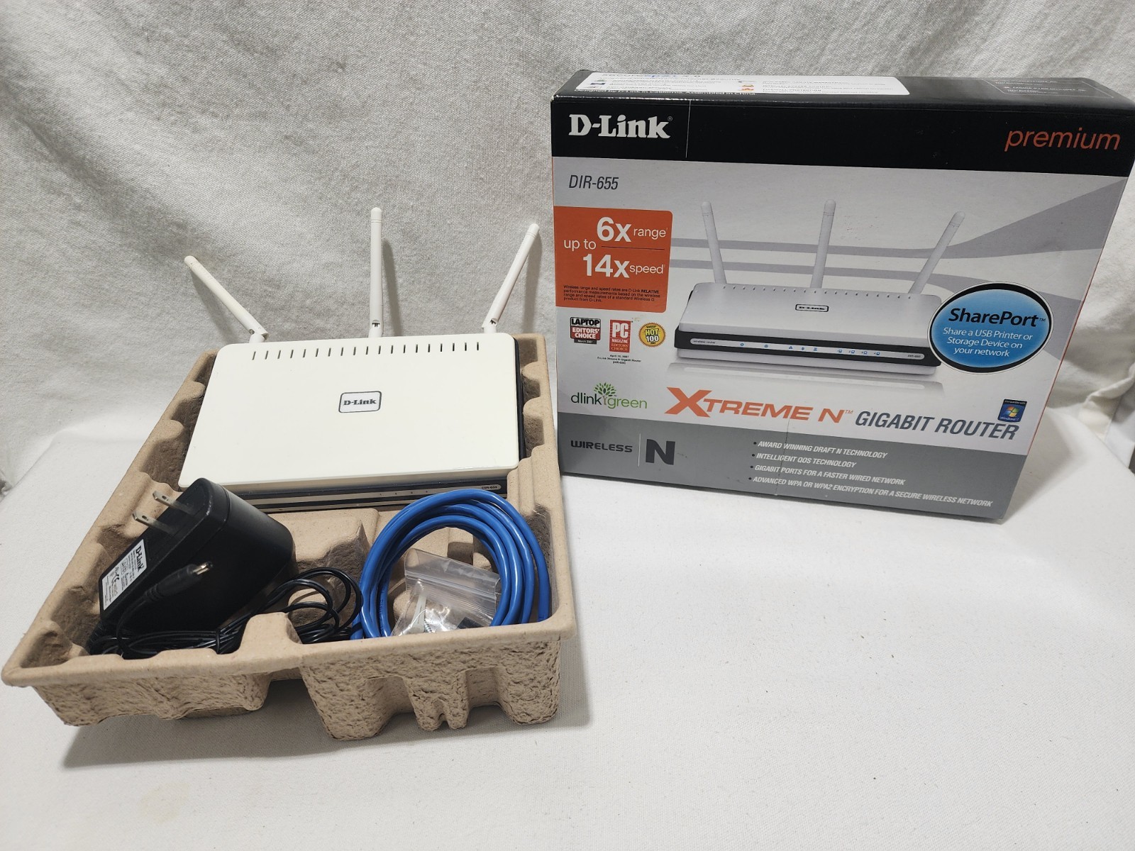 D-Link Extreme Gigabit Router DIR-655 No Disk Used Good Condition
