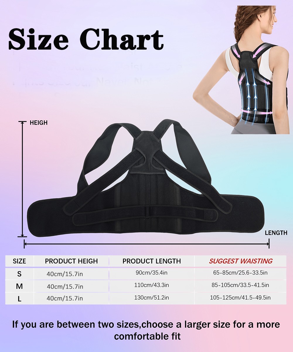 Back Brace Posture Corrector for Women and Men Adjustable Full Back Support Belt