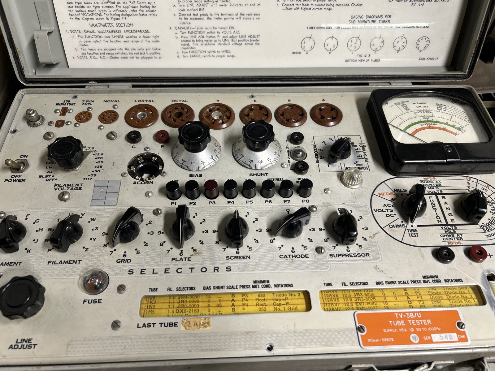 Hickok Tube Tester TV-3B/U with Case And Blueprints