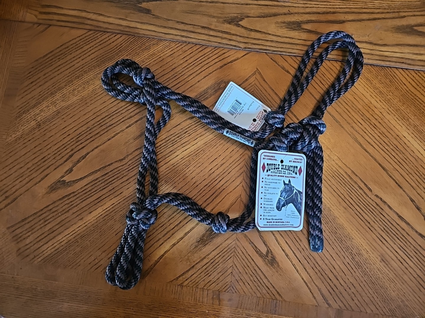 Vintage Double Diamond Rope Horse Halter NWT Never Used Cowboy Knot Made in USA