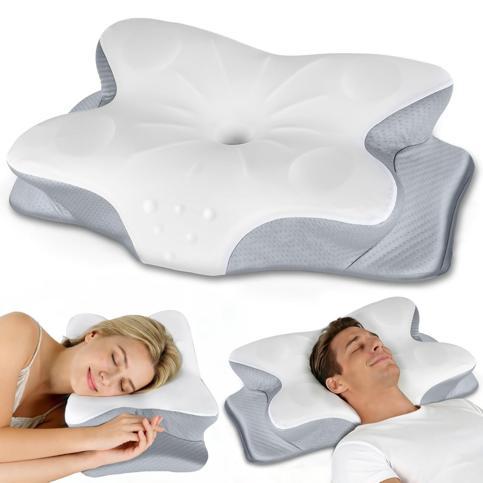 CCidea Cervical Neck Pillows Sleeping & Pain Relief-Ergonomic Contour Memory