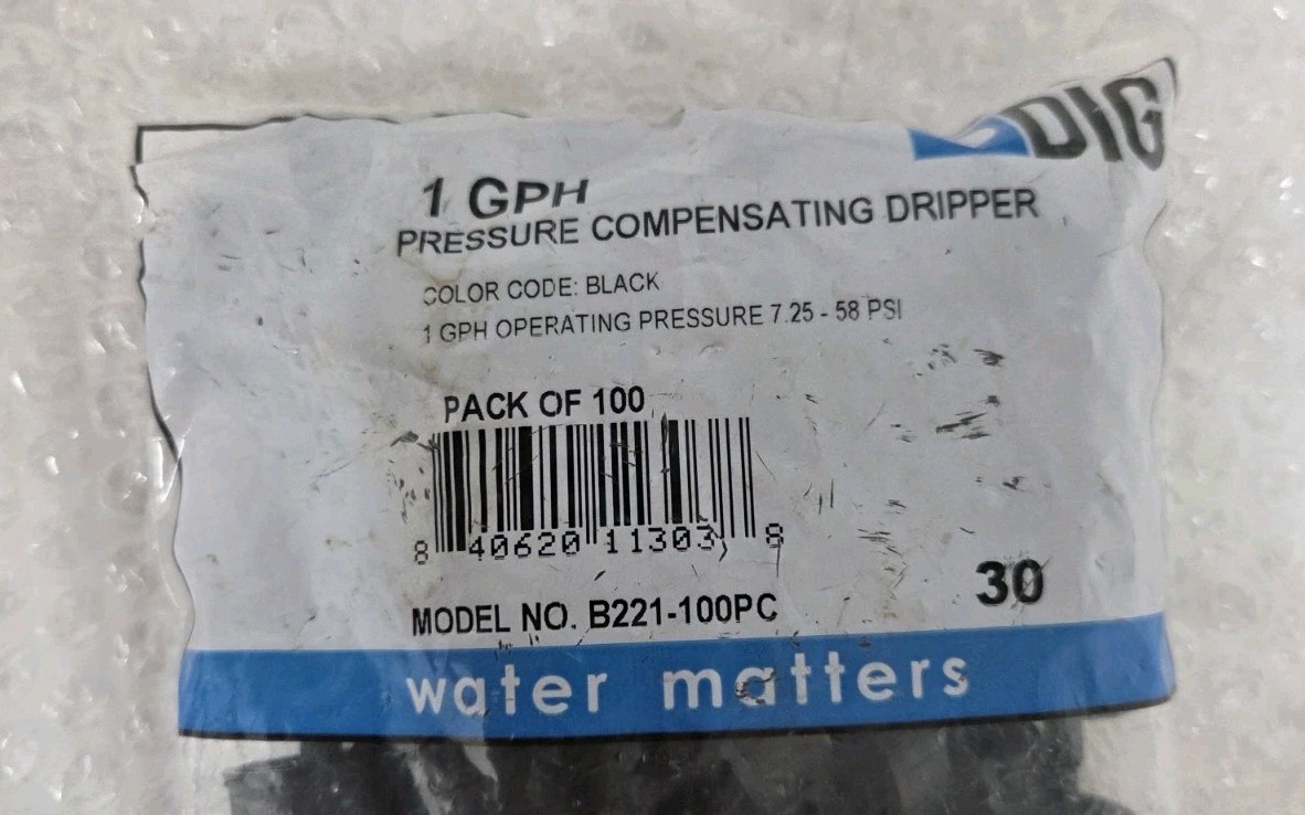 DIG 1 GPH Pressure Compensating Dripper B221-100PC (100-Pack)
