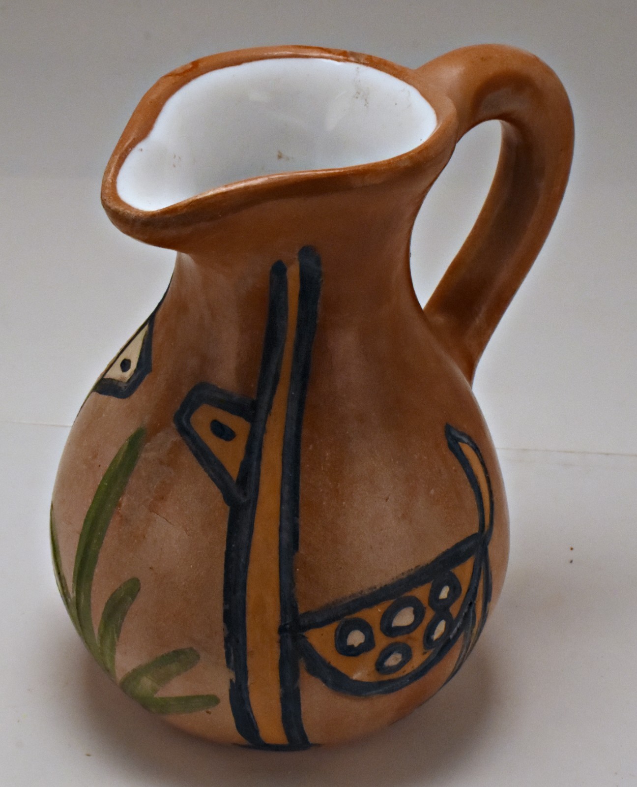Vintage Bitossi Raymor MCM Italian Pottery Pitcher Sgraffito Face Aldo Londi Era