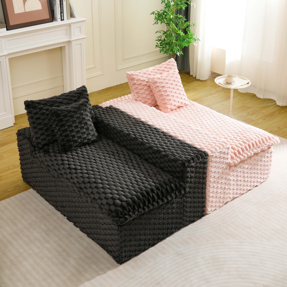 Multifunctional Color-Block Velvet Sofa w/ Modular Arrangement - 4 Seat