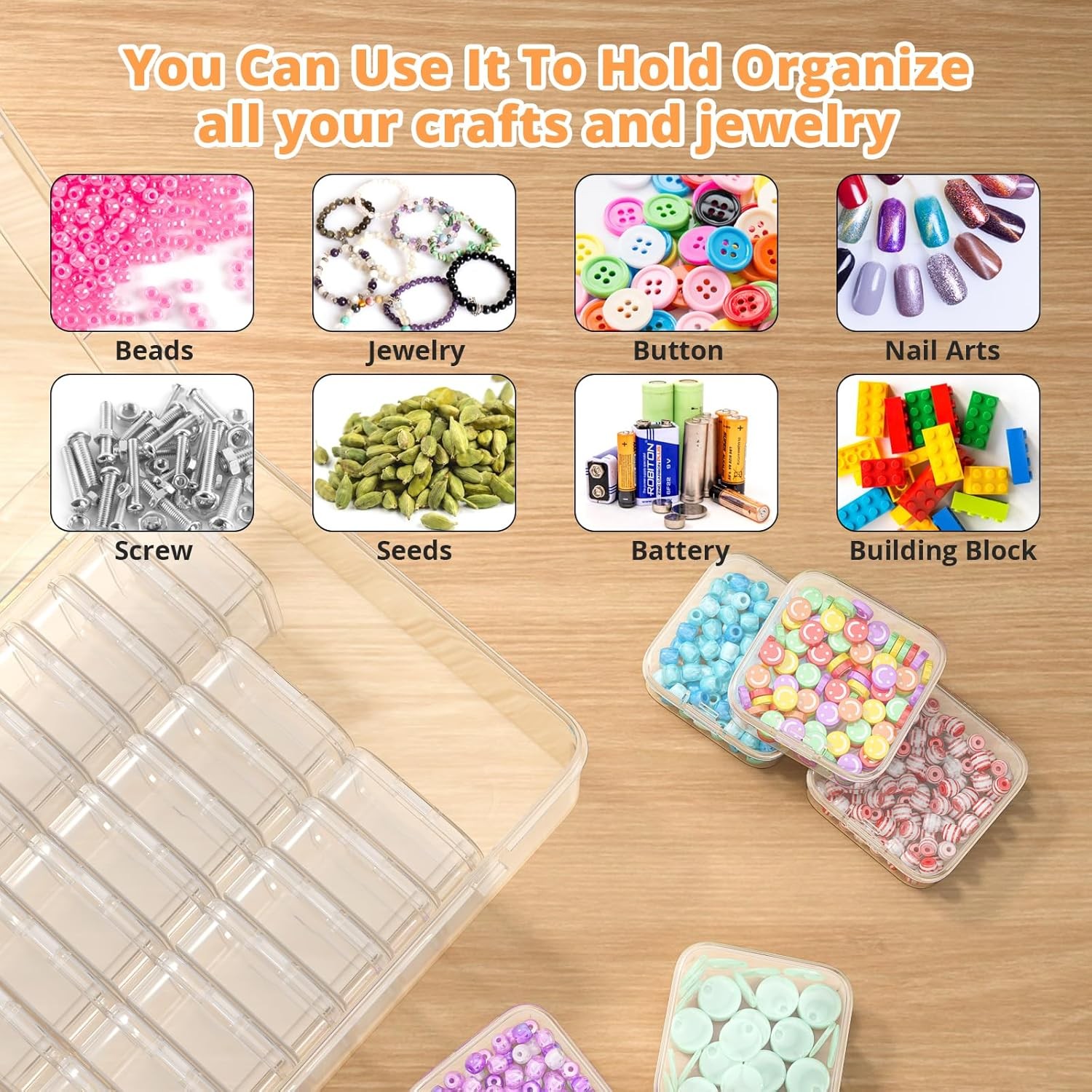 Bead Organizer Box 31Pcs Small Beads Organizers & Storage Plastic Cases Mini