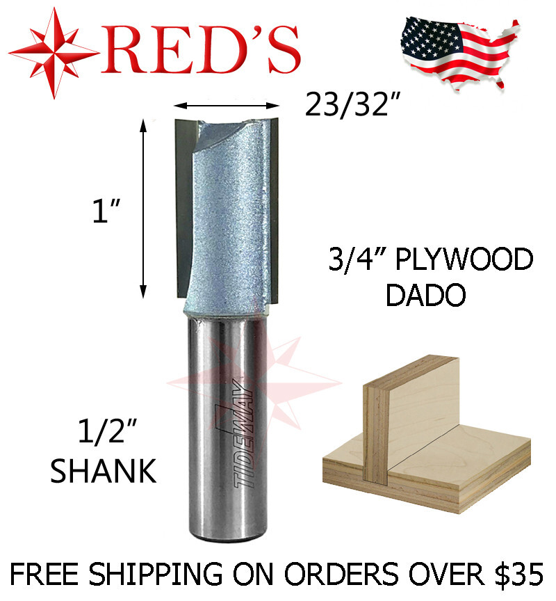 Tideway IND RC01021218 23/32" 3/4" Plywood Straight Dado 1/2 shank router bit