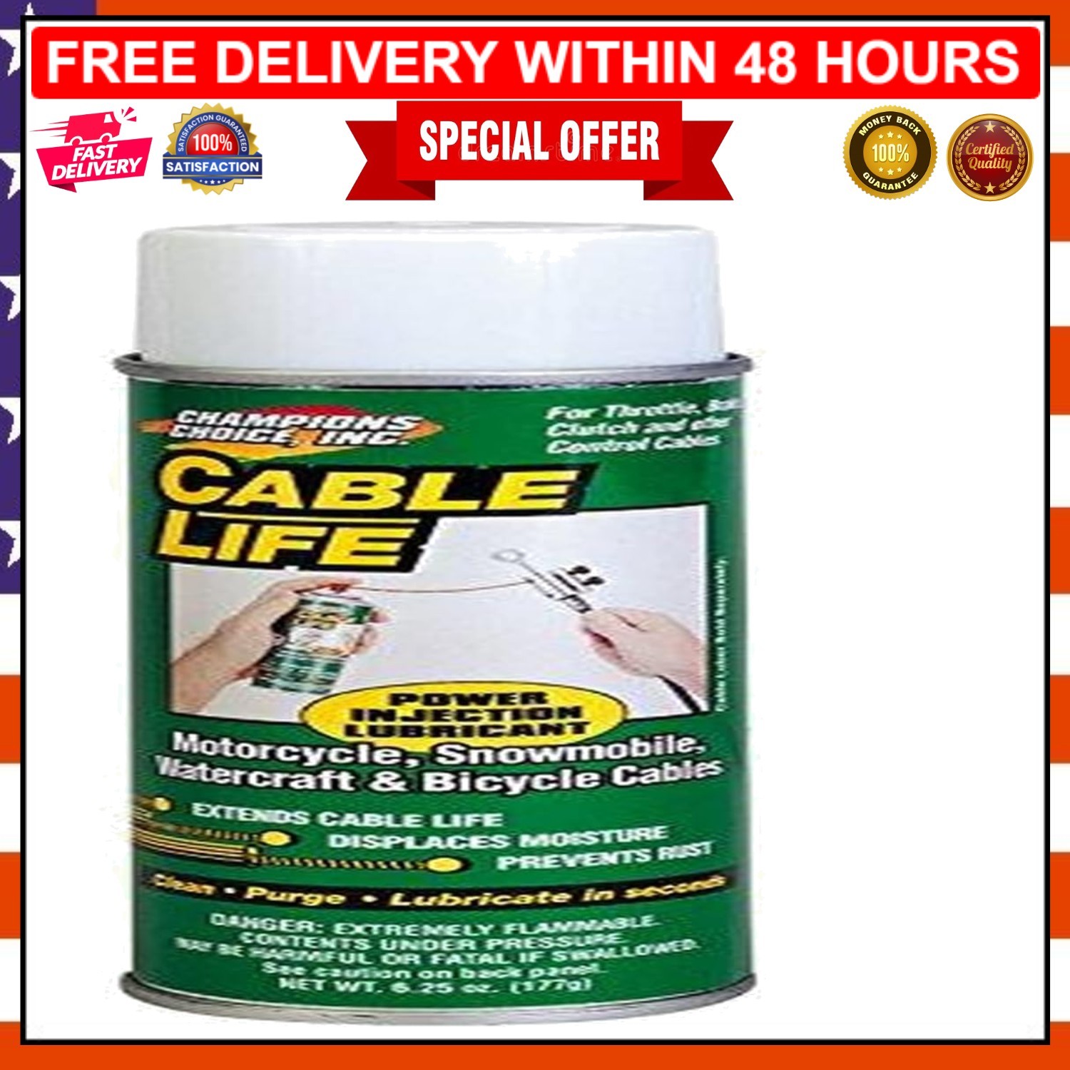 All-Weather Cable Life Lubricator - 6.25oz for Boats, Snowmobiles & More