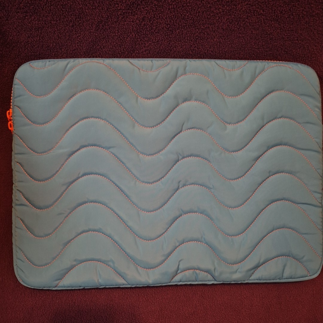 Blue With Coral/peachQuilted Laptop Tablet Bag, Case, Sleeve, New