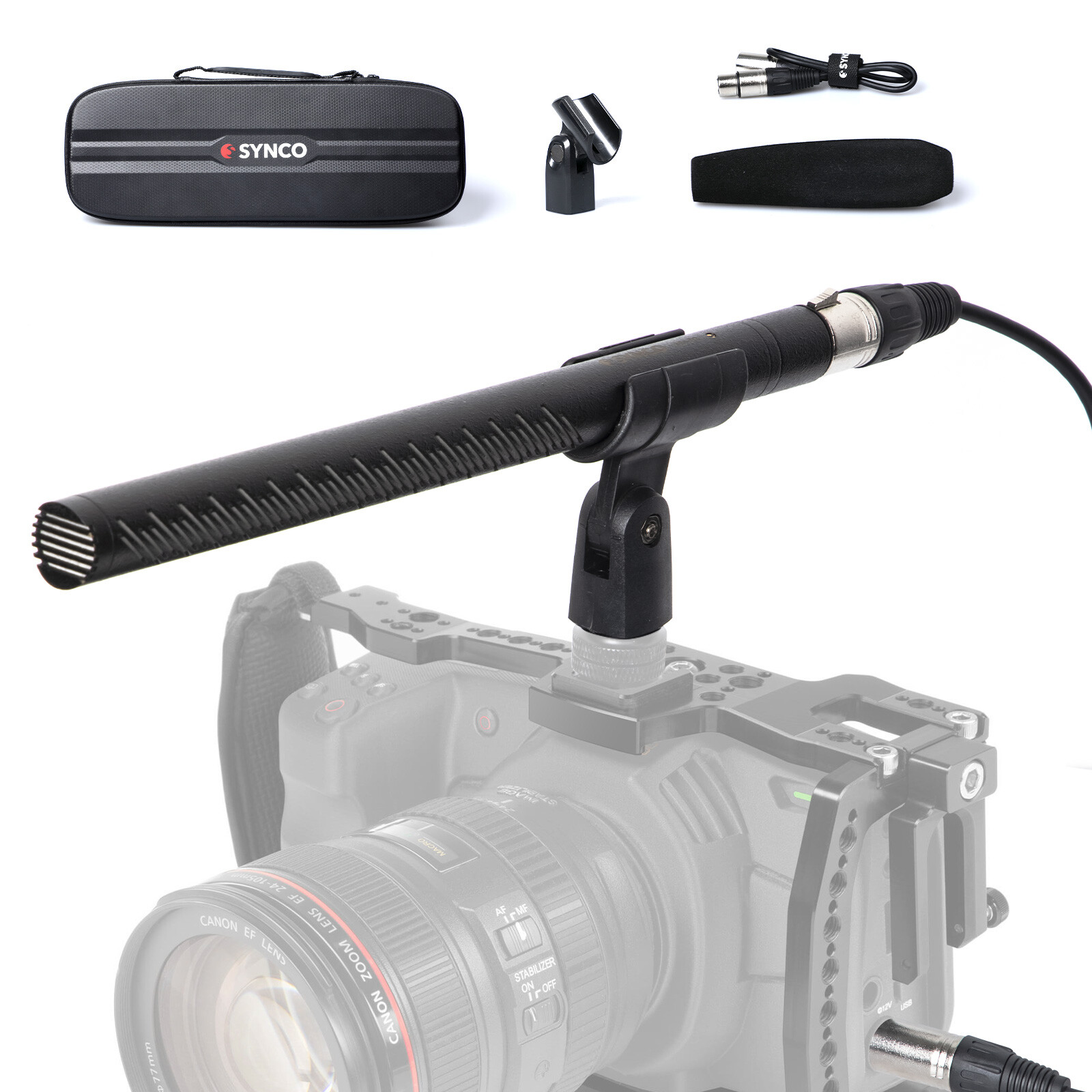 SYNCO D2 Shotgun Condenser Microphone Hyper Cardioid Audio Recording XLR Camera
