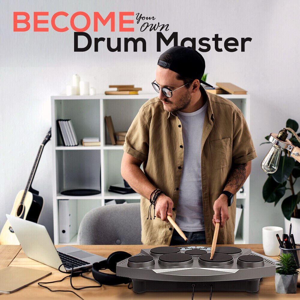 NEW Pyle Electronic Tabletop Drum Machine - Digital Drumming Kit PTED06