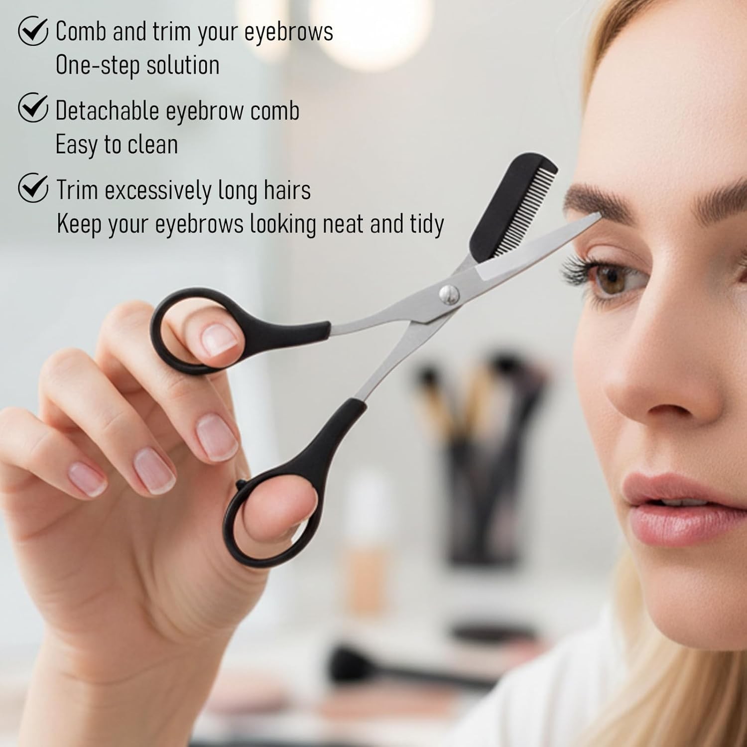 2PCS Eyebrow Trimmer Scissors Eyebrow Scissors with Comb Professional Travel