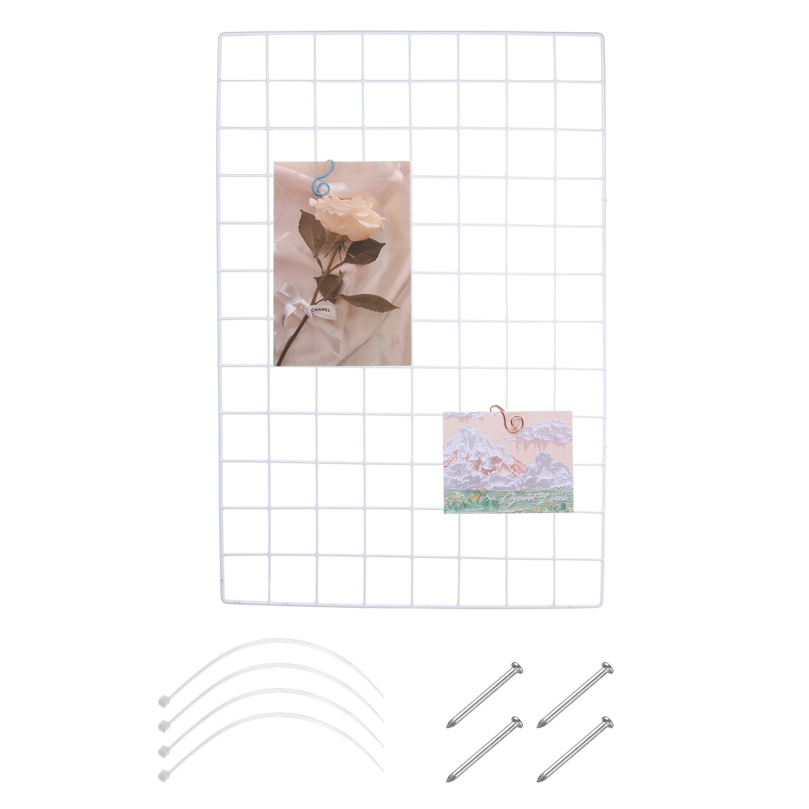 Grid Wall Panels, 23.6" x 15.7" Display Holders Hanging Frame, White
