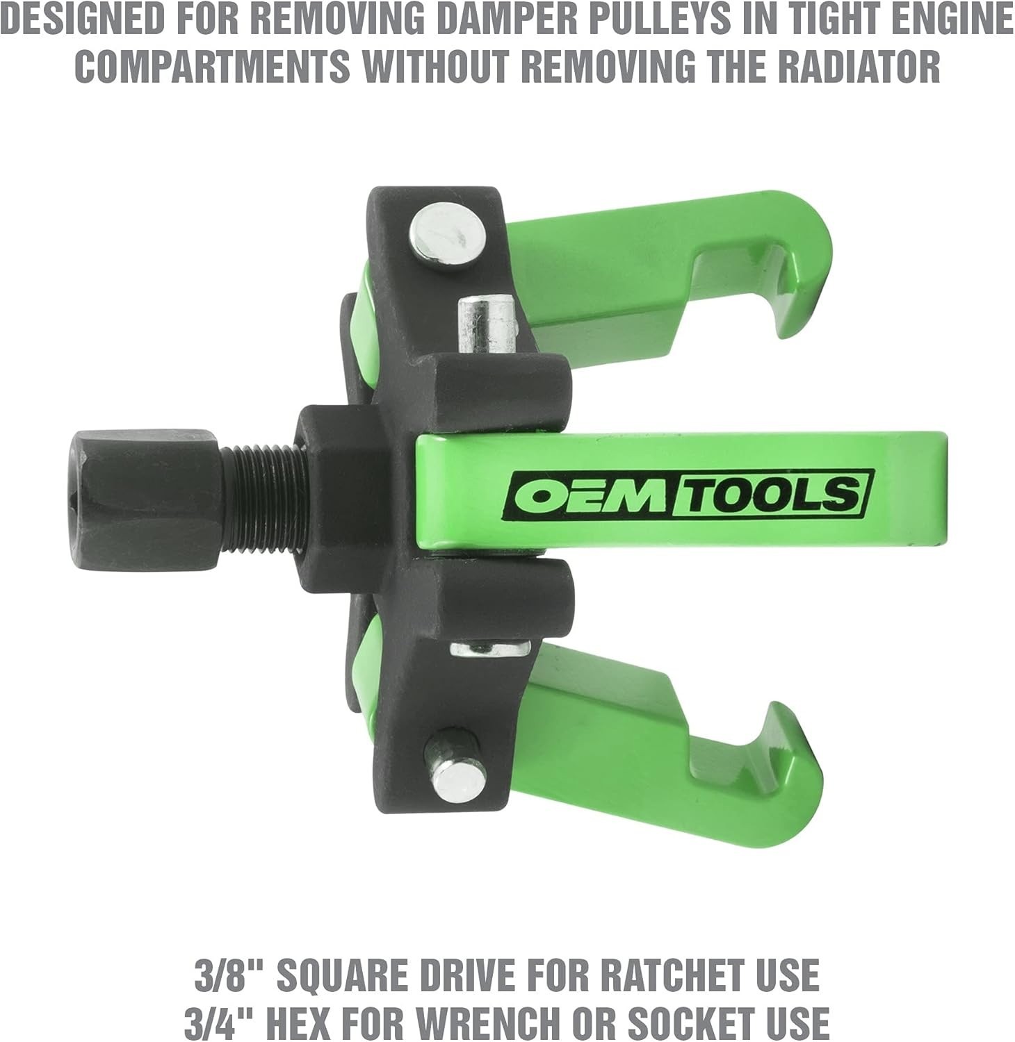Adjustable Harmonic Balancer Puller Kit with 4 Forcing Rods - Hand Powered Tool