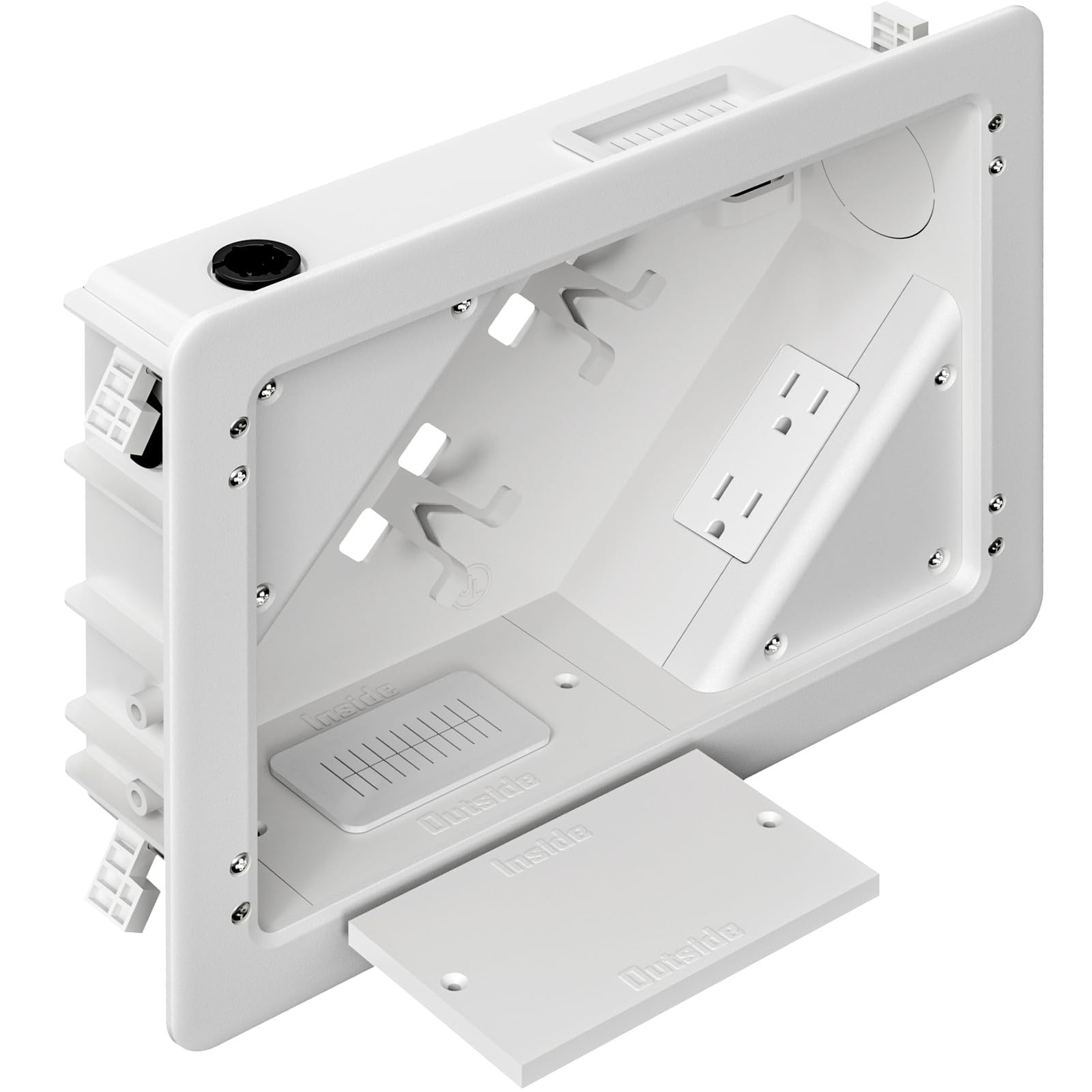in-Wall TV Box with Flange for Home Theater Installation, 11.9" x 8.4" Cord H...