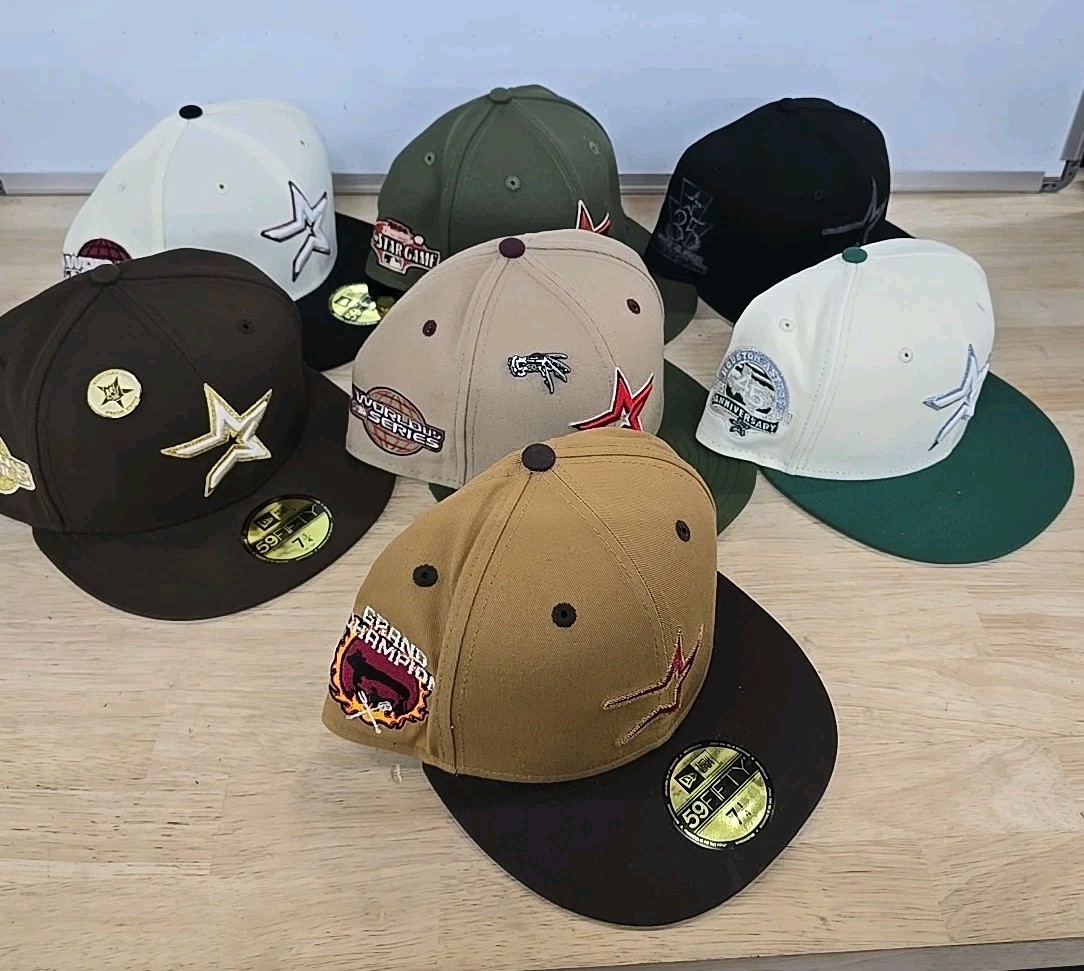 Lot Of 7 Houston Astros Fitted 7 1/4 New Era 59Fifty - COOK OFF, FREDDY KRUEGER