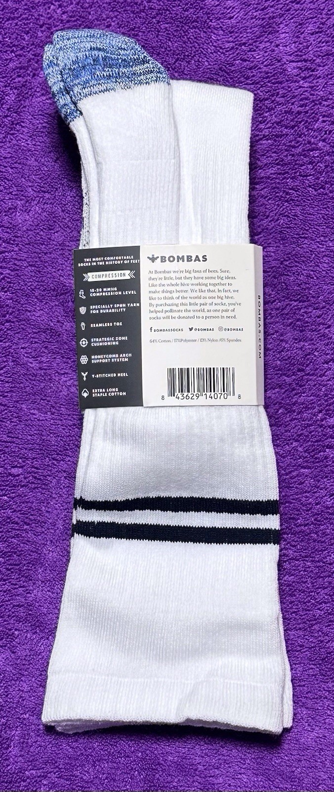 Bombas 2-Pack Unisex Everyday Compression Socks 15-20mm Multicolor Size Medium