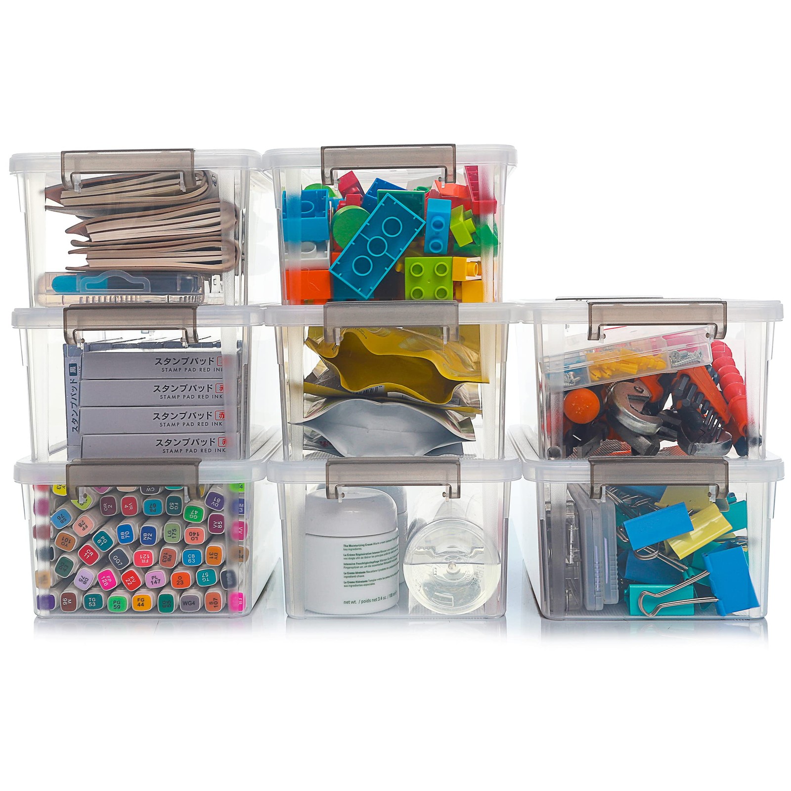 Anywish Clear Plastic Storage Bins with Lids, 3.2 QT, 8 Pack