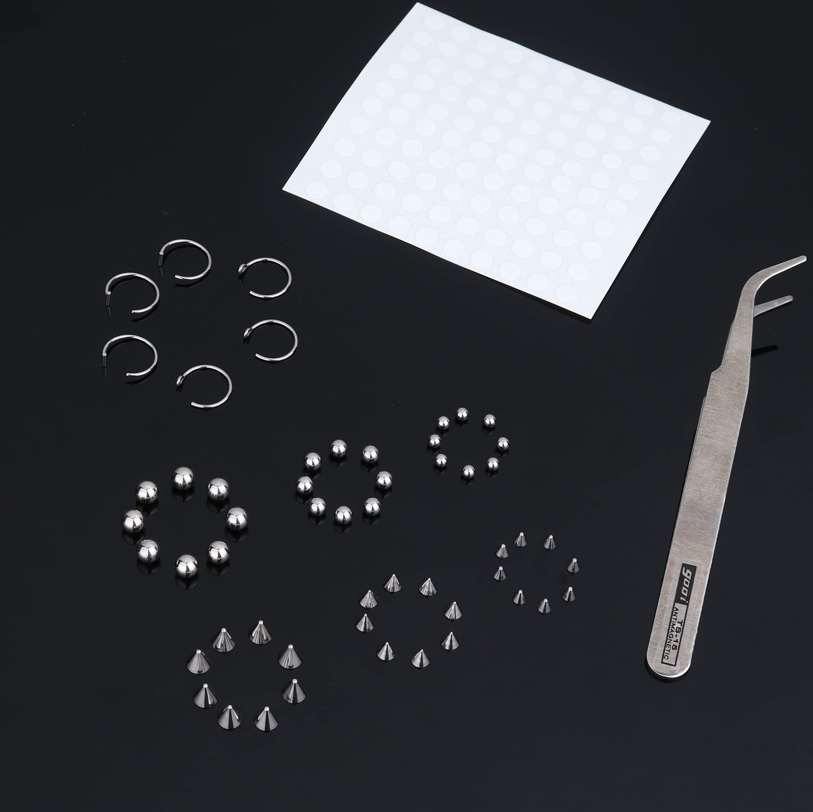 TEN MIRO Fake Eyebrow Ring Lip Labret Studs Replacement Balls Silver