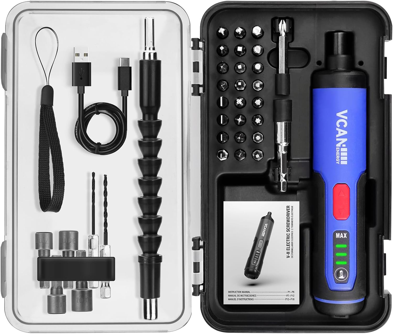 4V Electric Screwdriver,2000Mah USB Rechargeable Battery,Cordless Power Screwdri