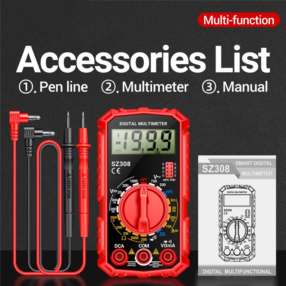 Compact SZ308 Multimeter for Measuring AC DC Voltage and Current Accurately