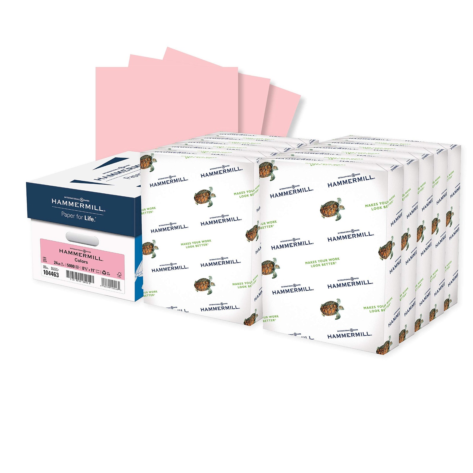 Hammermill Pink Printer Paper, 24lb, 8.5x11, 5,000 Sheets, 10 Ream