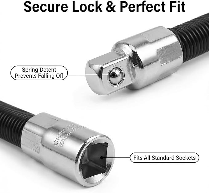 3Pcs Flex Socket Extension Bar Set 1/2",3/8",1/4"