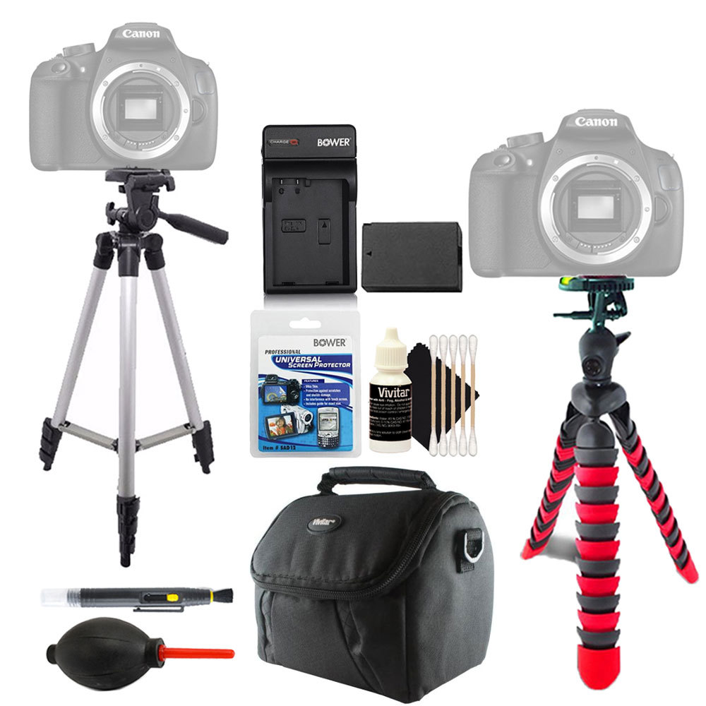 Tall and Flexible Tripod + Replacement LP-E10 Battery + Cleaning Kit