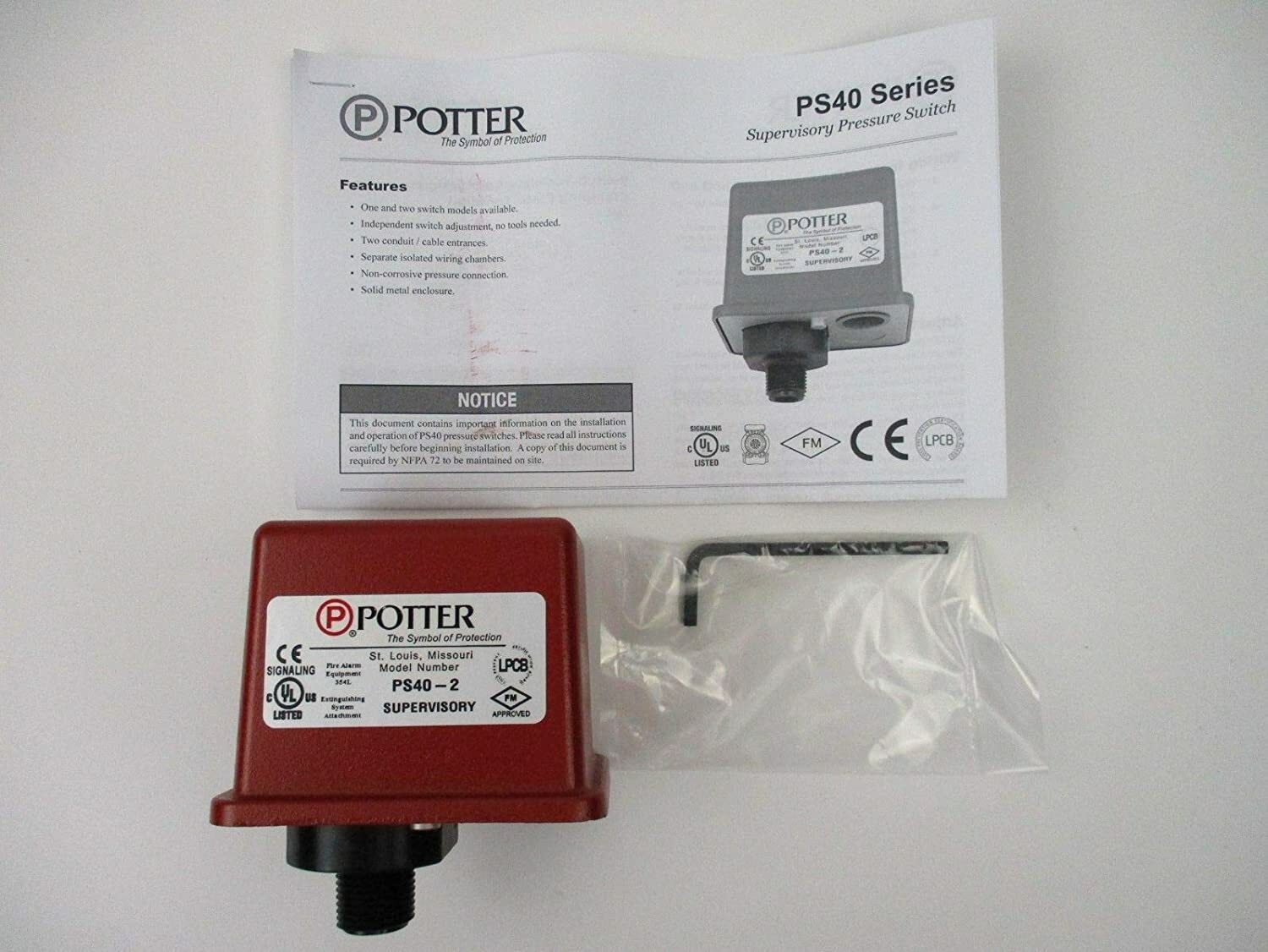Potter PS40-2 - High/Low Supervisory Switch for Dry Valves