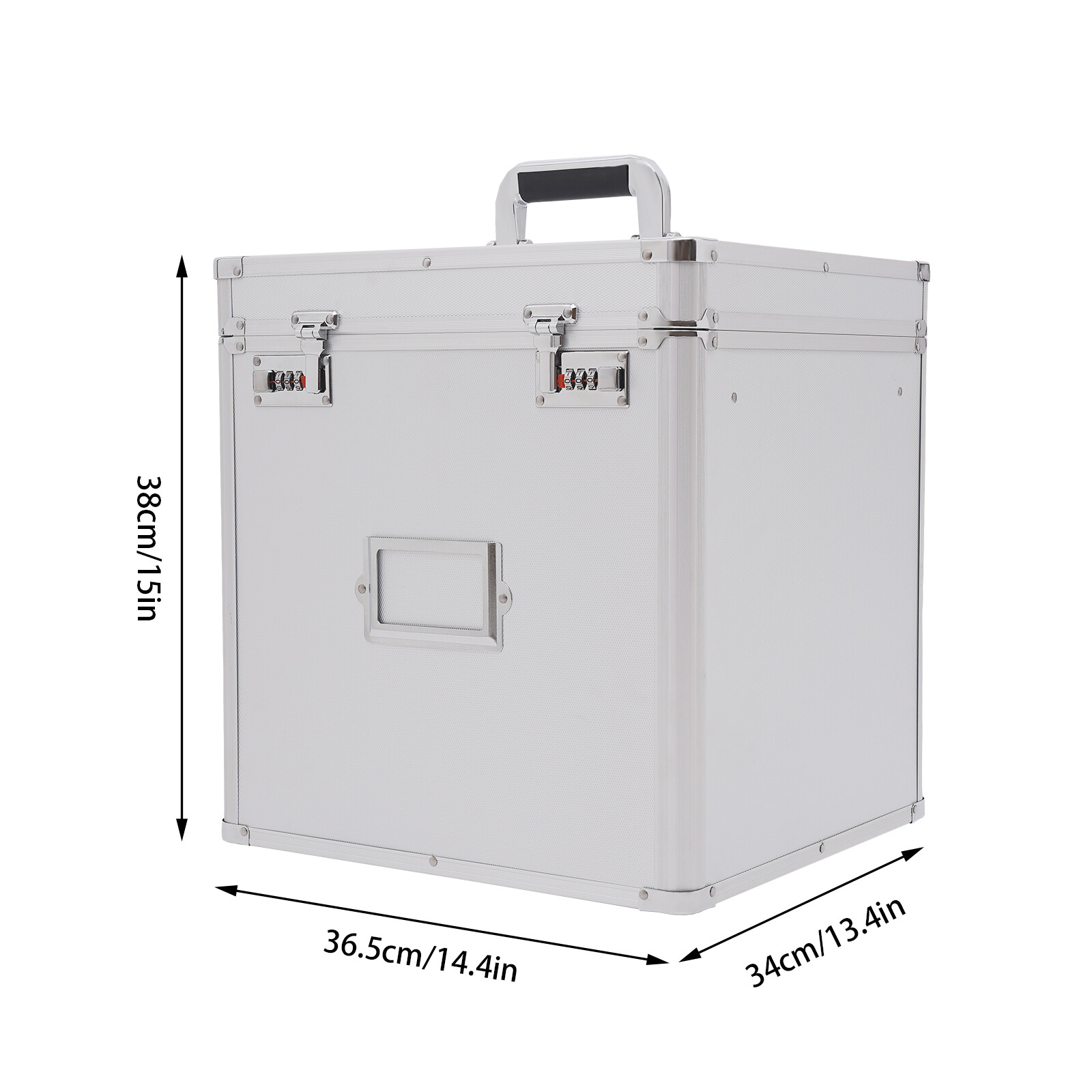 Vinyl Record Storage Box with Combination Lock for 50 Records, Silver
