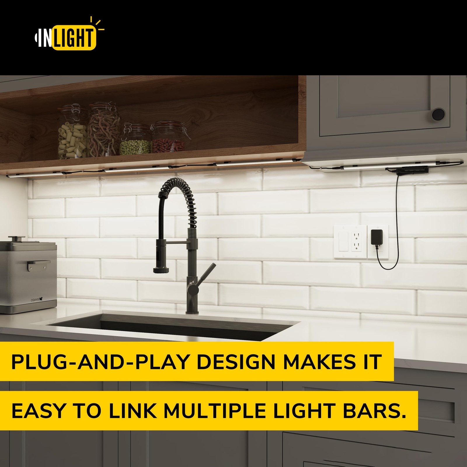 12 Inch Plugin LED Under Counter Lights Kitchen Daylight 5000K 3 Pack