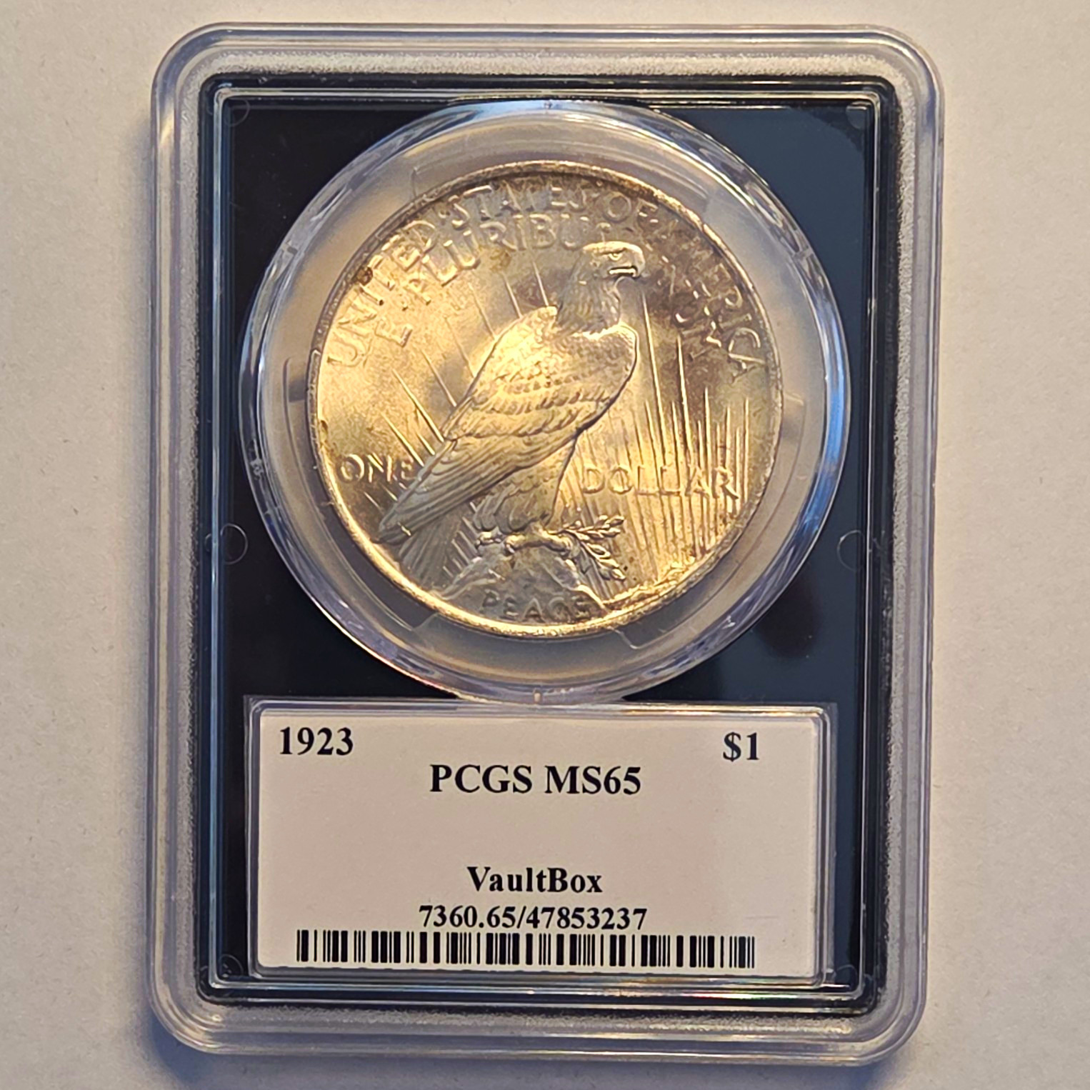 1923 Peace Dollar $1 Silver 0.900 Philadelphia Business PCGS MS65