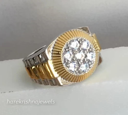 Men's Wedding Band Ring 2CT Real Moissanite 14K Two Tone Gold Plated Silver