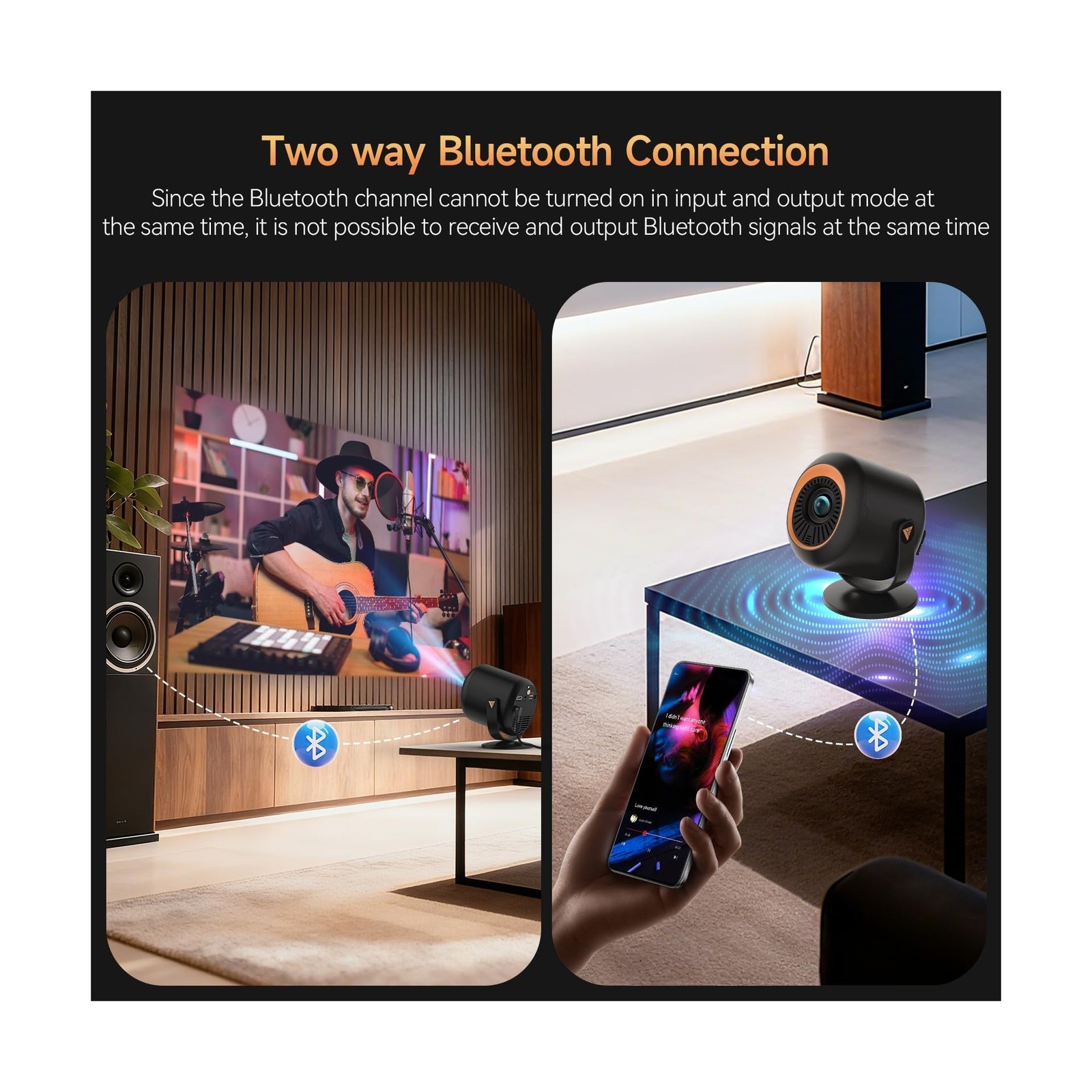 Mini Projector with WiFi and Bluetooth, Portable Projector Native 1080P Suppo...