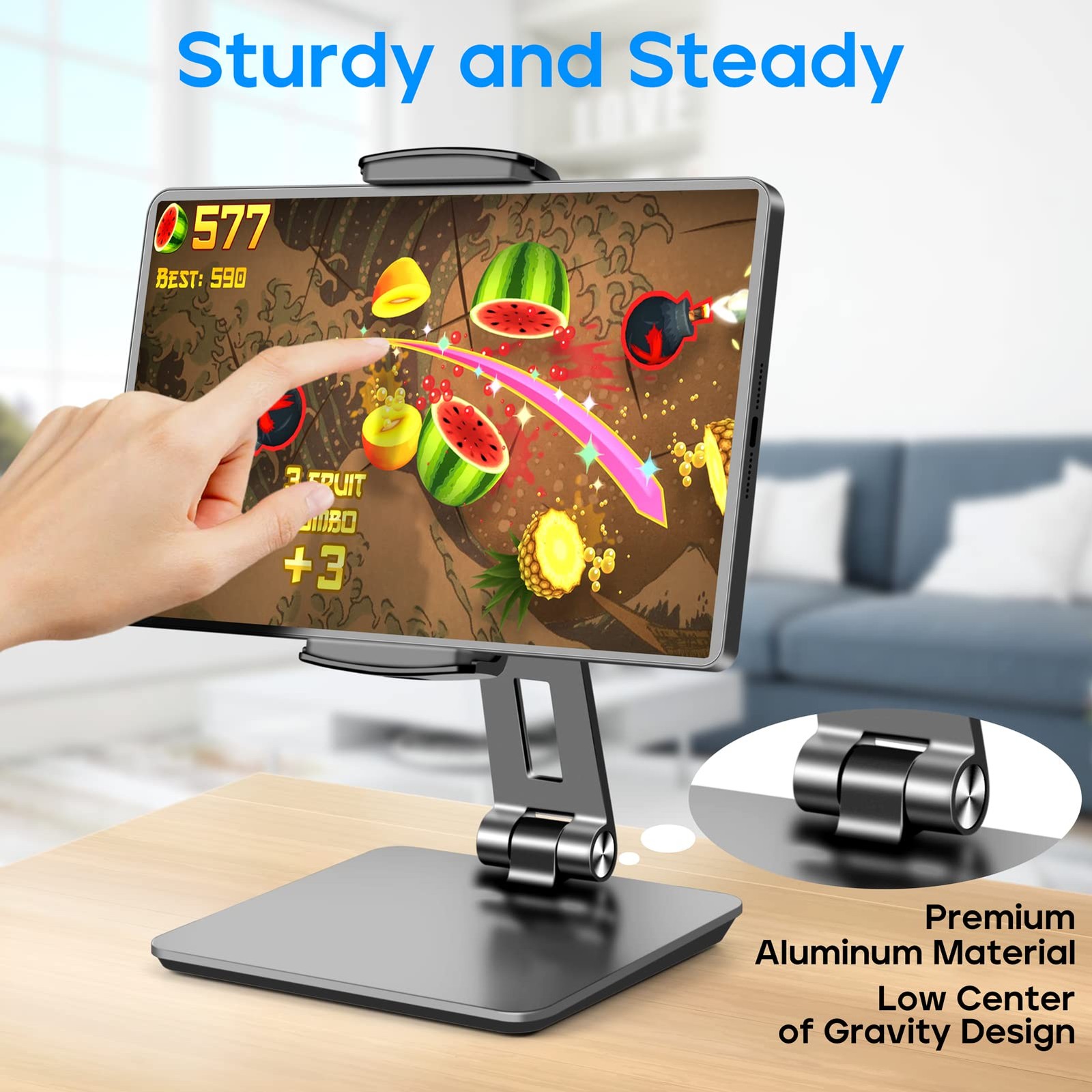 ROADOM Tablet Stand, Adjustable 360° Swivel Bracket, 180° Tiltable Clamp,Fold...