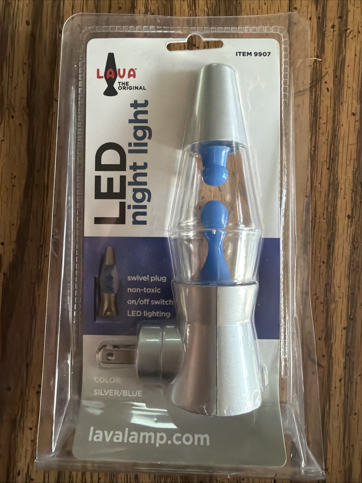 RARE Mini LAVA LAMP Night Light Blue Silver Wall Plug ON/OFF Switch New Original