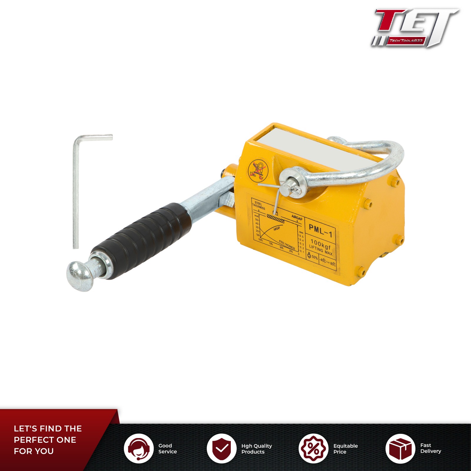 220 lbs/100 kg Permanent Magnetic Lifter 2.5 Safety Factor Magnet Lifting Tools