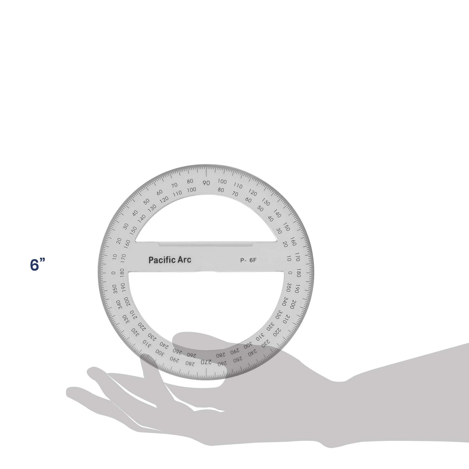 6 Inch 360° Plastic Circular Protractor Clear Precision Geometry Tool