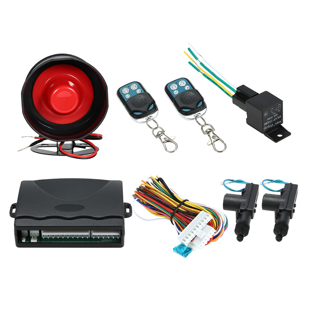 NEW CAR ALARM + 2 DOOR REMOTE CENTRAL LOCKING KIT WITH SHOCK Y8V2